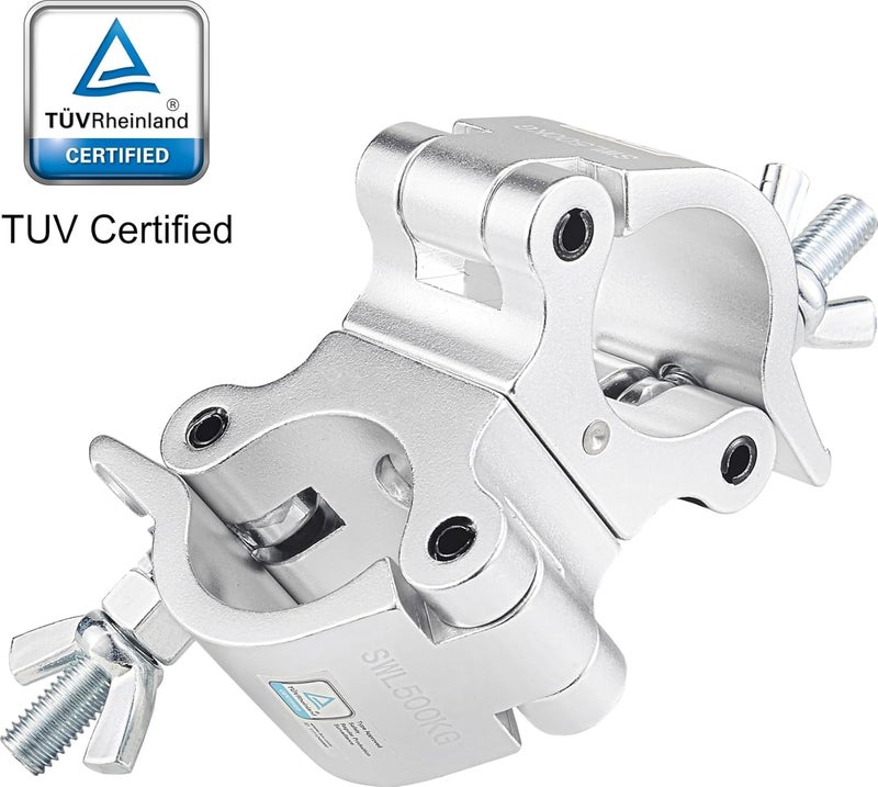 GZhumin Pro TUV Swivel Truss Clamp 2 inch, 2 Packs Heavy Duty 1100lb / 500kg Swivel Coupler 50mm Truss Clamps, Dual Head Turn As Needed Two 360 Degree Lighting Clamps, Fit truss OD 48-52mm / 2” - Image 2